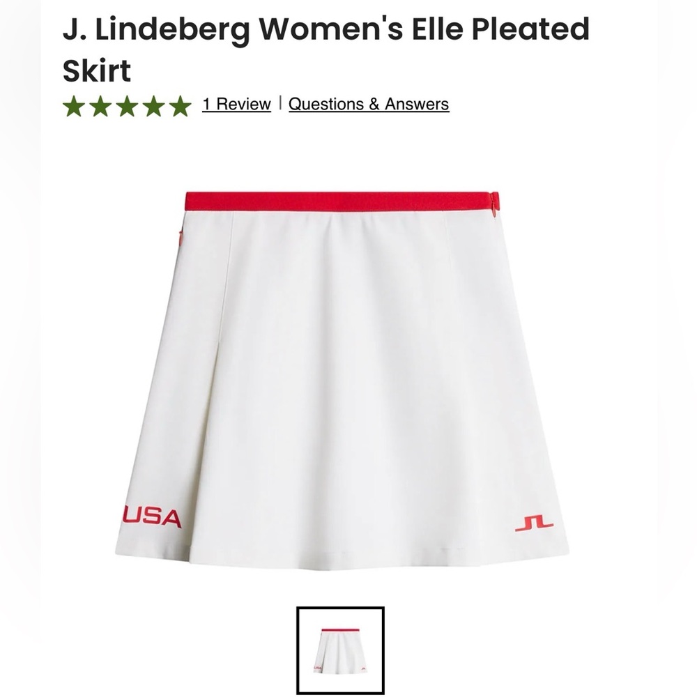 J.Lindeberg Women's A-Line Skirt - White with Red Accents